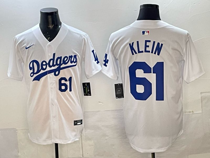 Men 2025 Nike Los Angeles Dodgers #61 Klein White Game MLB Jersey 02